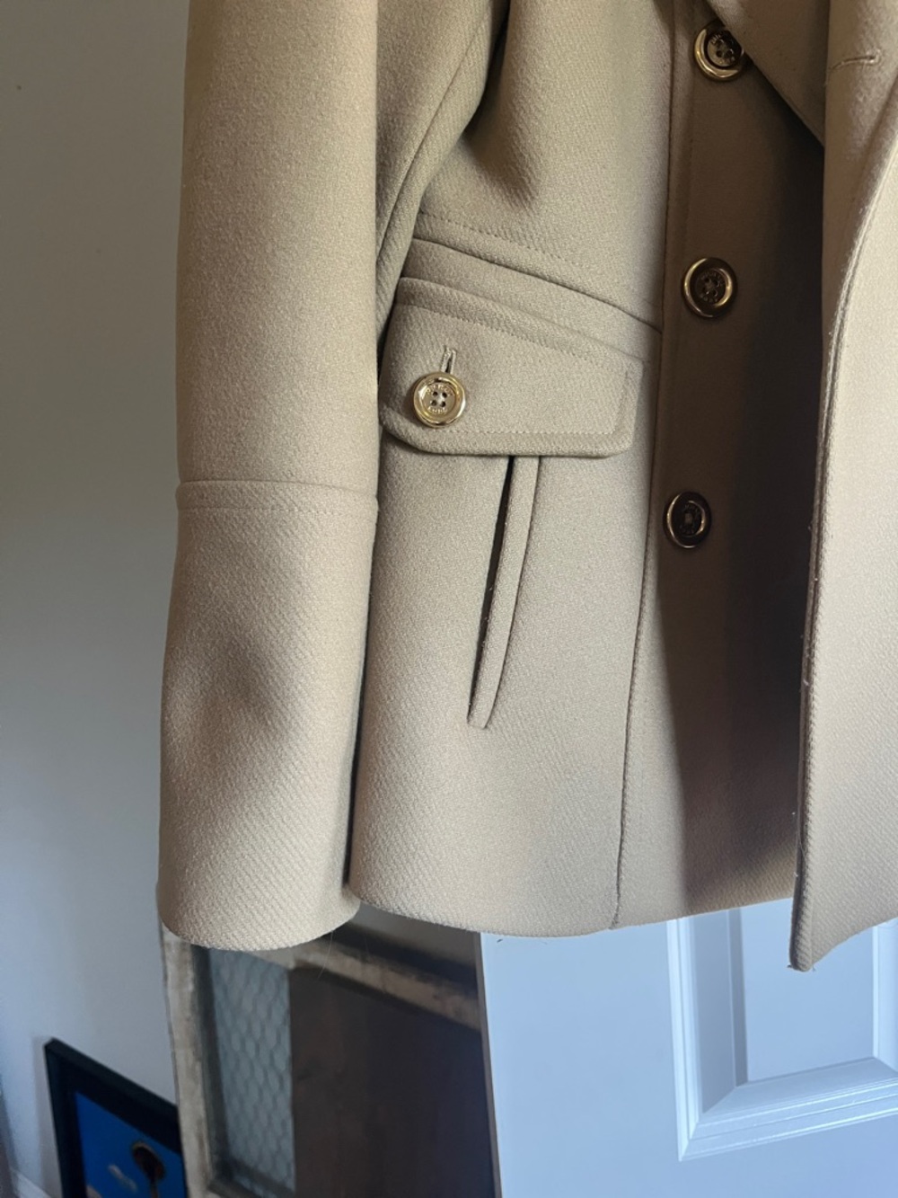 Michael Kors Tan Double-Breasted Wool Peacoat - Picture 4 of 4